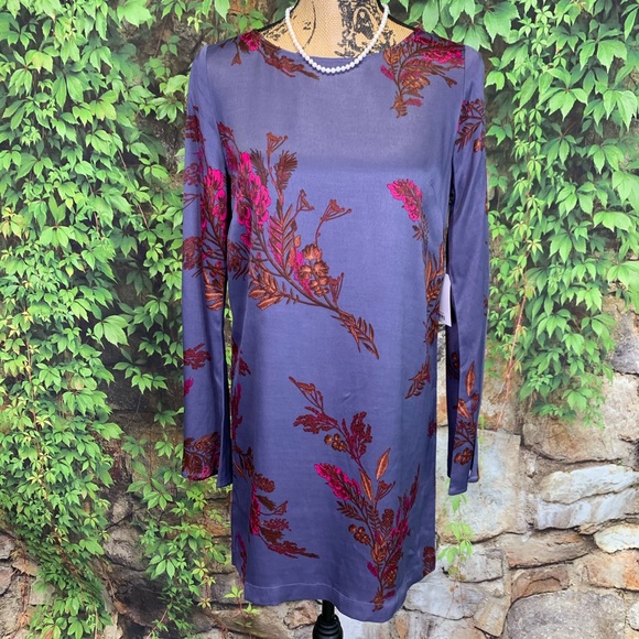 NWT LEITH Satin Trumpet Sleeve Mini Dress, S - Picture 2 of 14